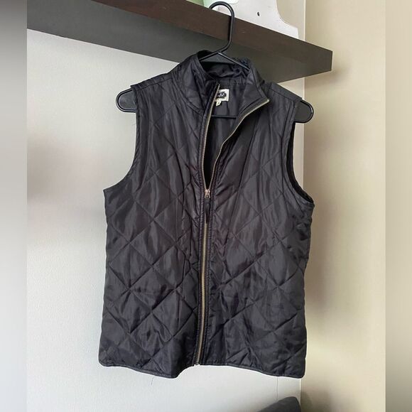Mud Pie Black Charcoal Quilted Vest Size Medium - Picture 1 of 6